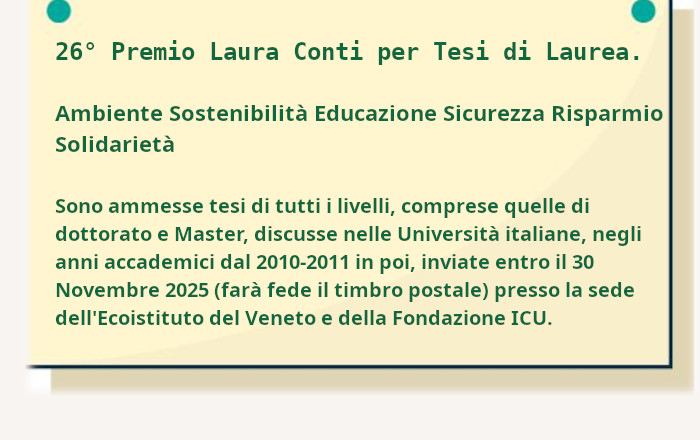26° Premio Laura Conti per Tesi di Laurea