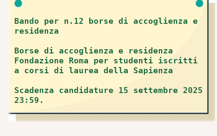 Borse di accoglienza e residenza Fondazione Roma