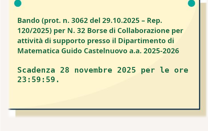 Bando borse di collaborazione 2025-2026