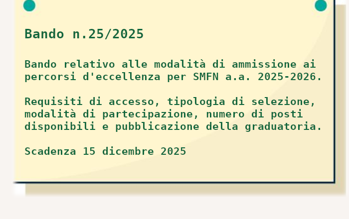 Bando relativo alle modalità di ammissione ai percorsi d’eccellenza